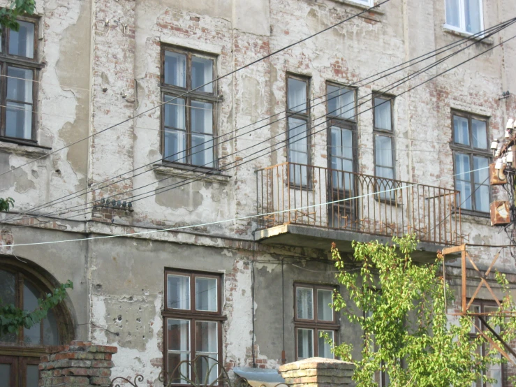 a house with lots of windows next to some green trees