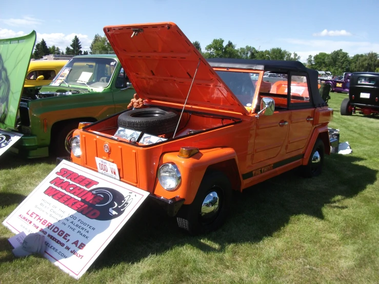 the truck is made from wood with no hood