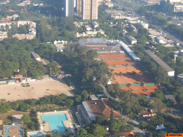 an aerial view of a building area in a city