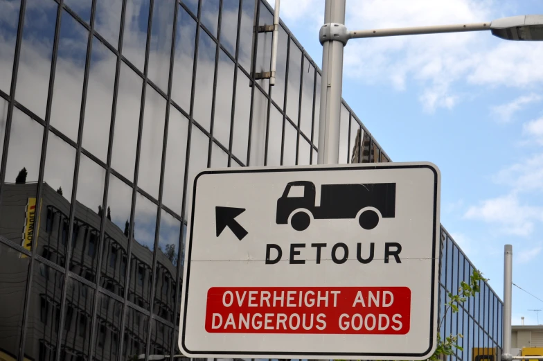 an outside area sign indicates a detour at the intersection