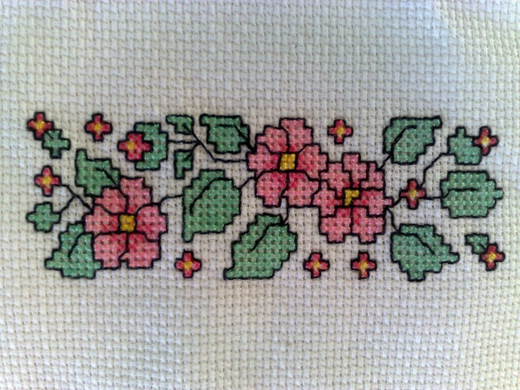 a embroidered pattern on fabric with flowers in it