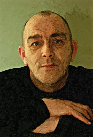 a man poses for a selfie in a drawing style