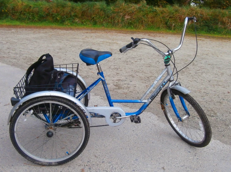 a bicycle that is parked on the sidewalk