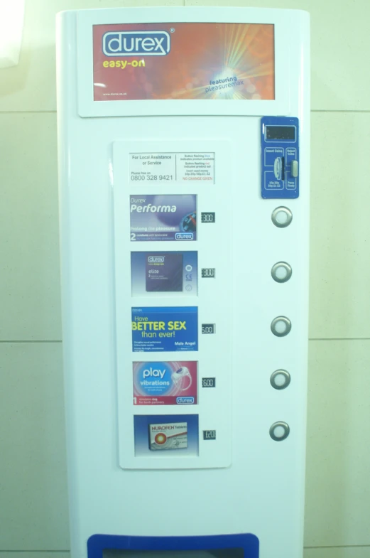 a vending machine with various types of coupons and information