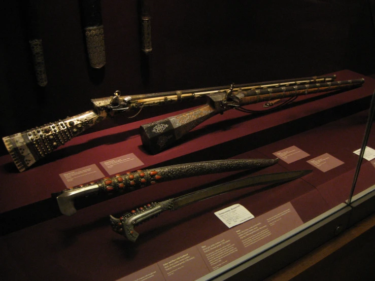 a couple of different types of saber on display