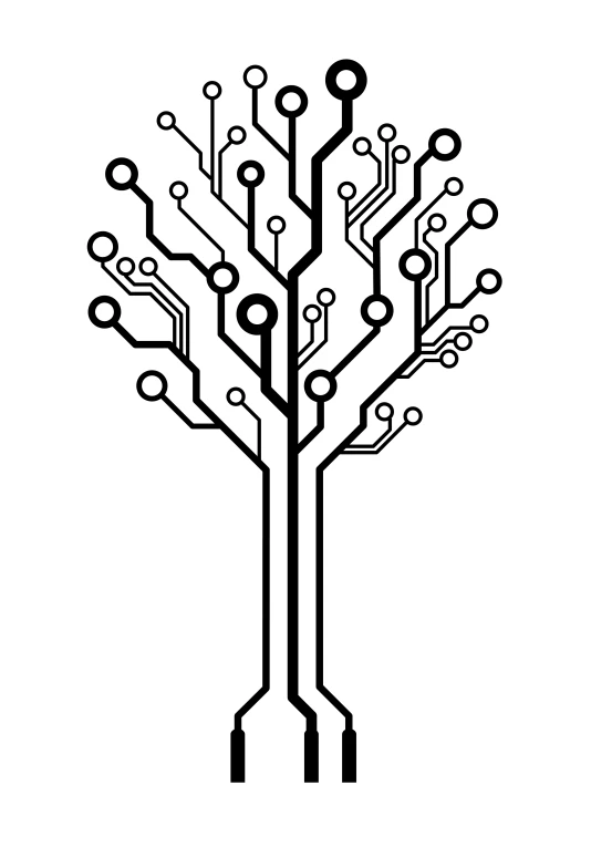 an electronic tree with many technological bits