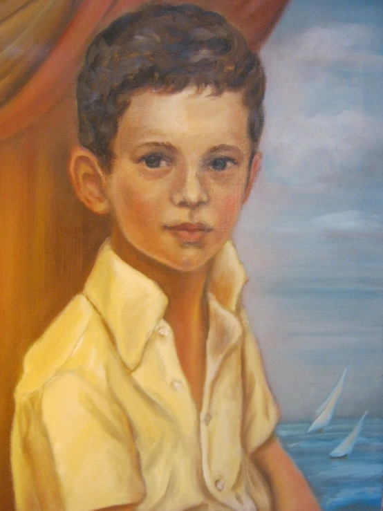 a painting of a little boy in a shirt