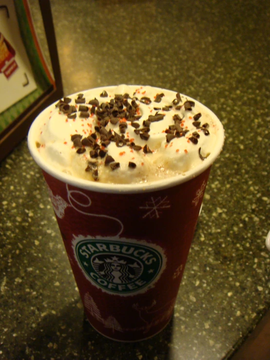 cup of starbucks coffee has a lot of sprinkles in it