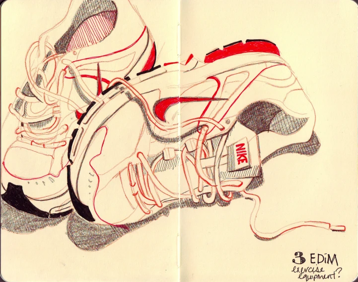 two different color drawings of shoes are shown
