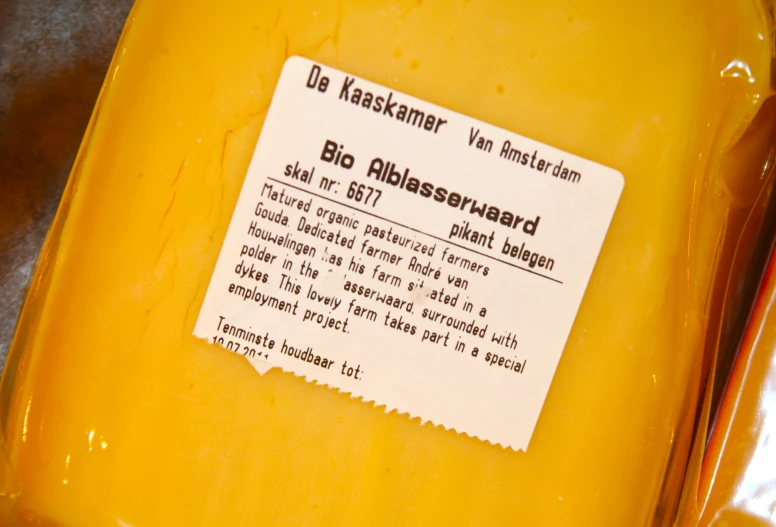 this is the label on a large yellow container