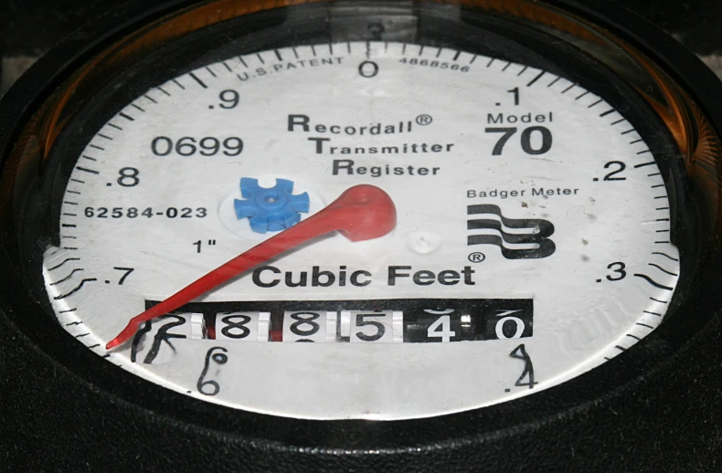 a close up of the pressure meter with words on it