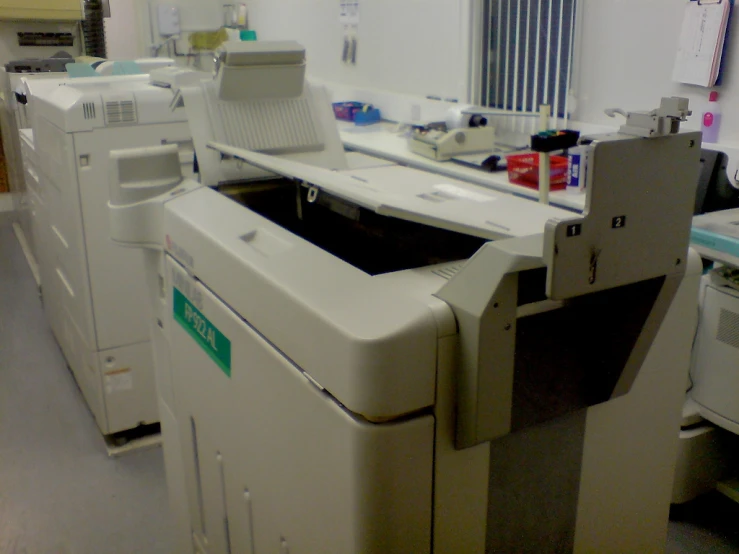 medical equipment are displayed on tables and shelves