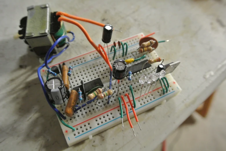 a circuit with many different types of electronic components