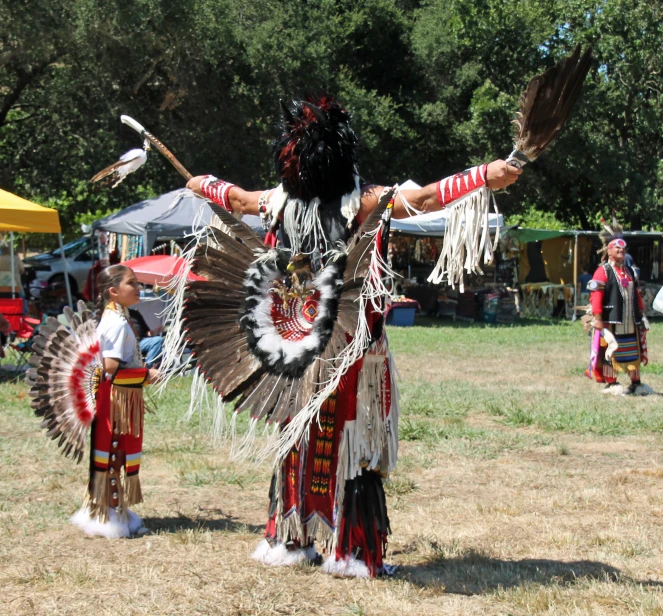 a group of native american dancers at a pow wow festival