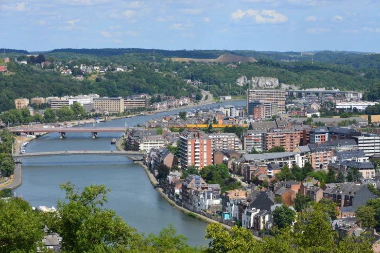 an image of the city from above, including trees