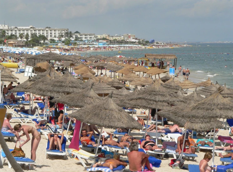 many people on the beach are enjoying a day