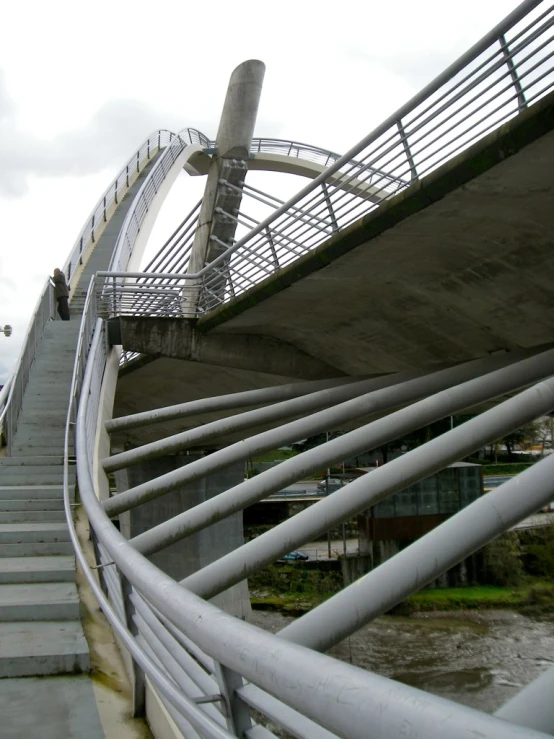 a staircase with railings leading to an elevated area