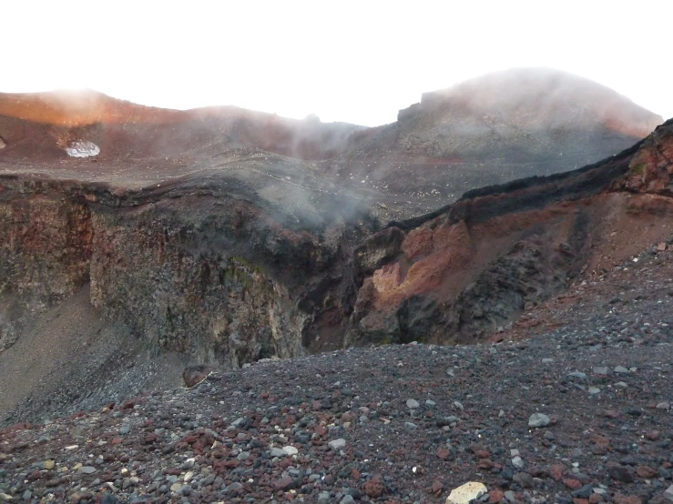 there is some rocks and gravel on the mountain