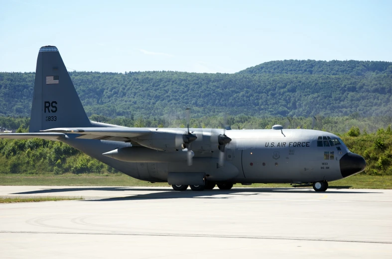 an air force plane sitting on a run way