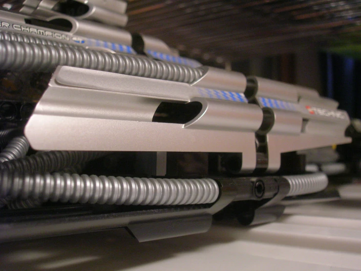 the view from a very long angle of silver laptops