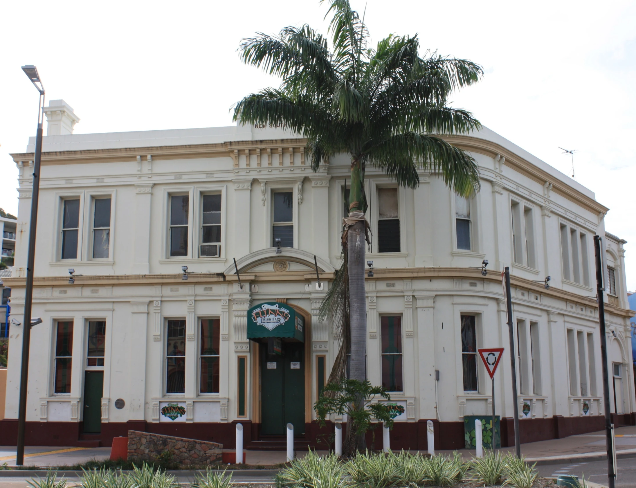 the front view of a three story building