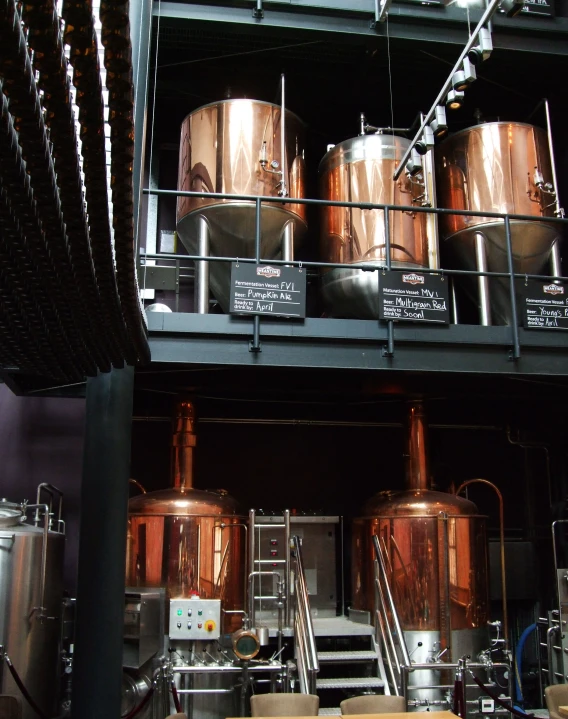 the large copper pots have a couple of copper casks on them