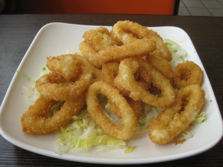 a plate that has onion rings on it