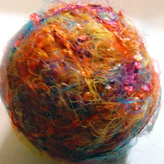 the colorful yarn is being made by someone