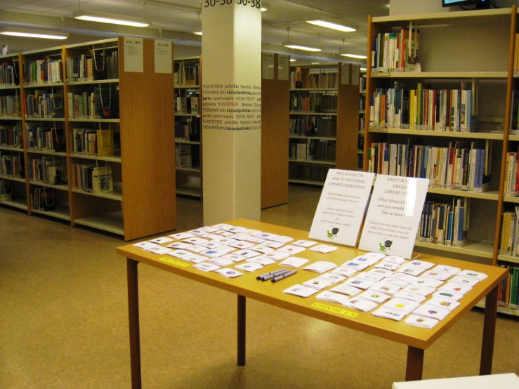 a table with lots of papers on top of it