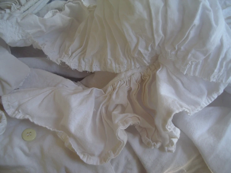 some white shirt made with ruffled sheets and ons