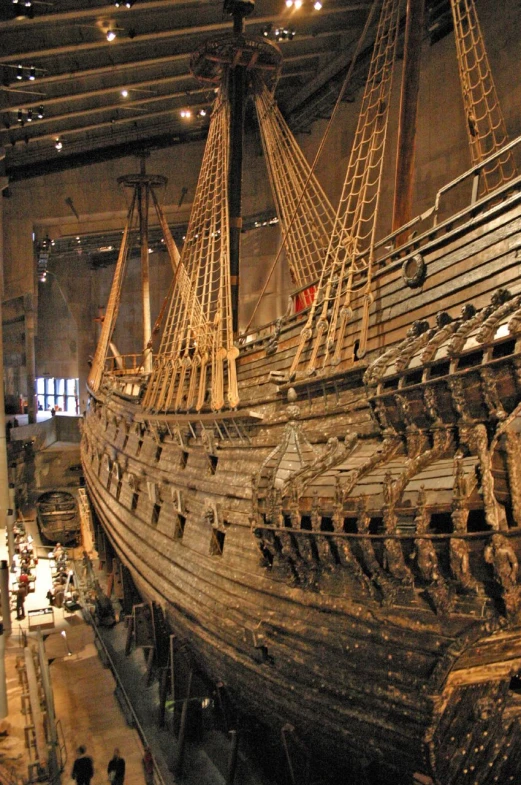 an old pirate ship is on display at a museum