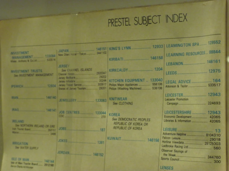 a wall has a sheet with a list of project numbers