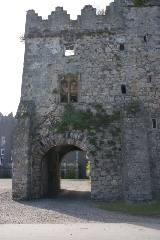 an open door to a large castle like building