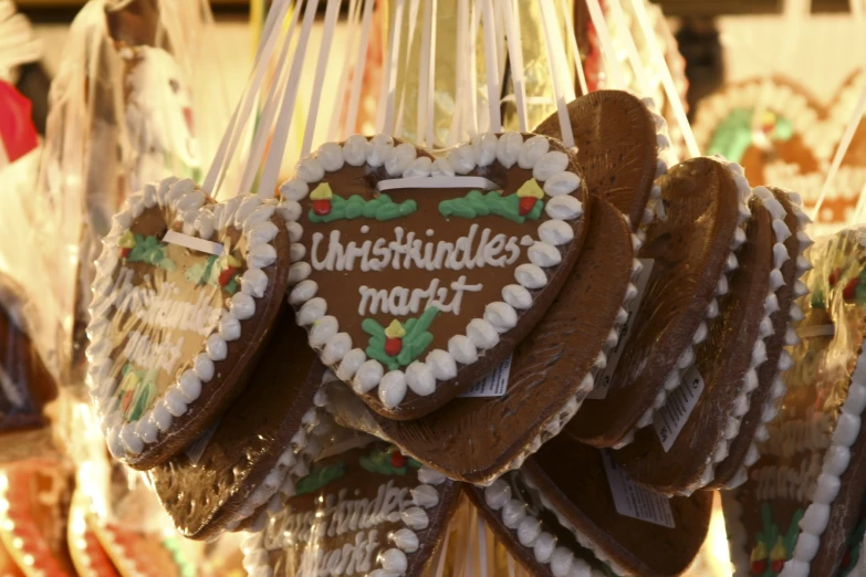 chocolate cookies and other treats are being displayed