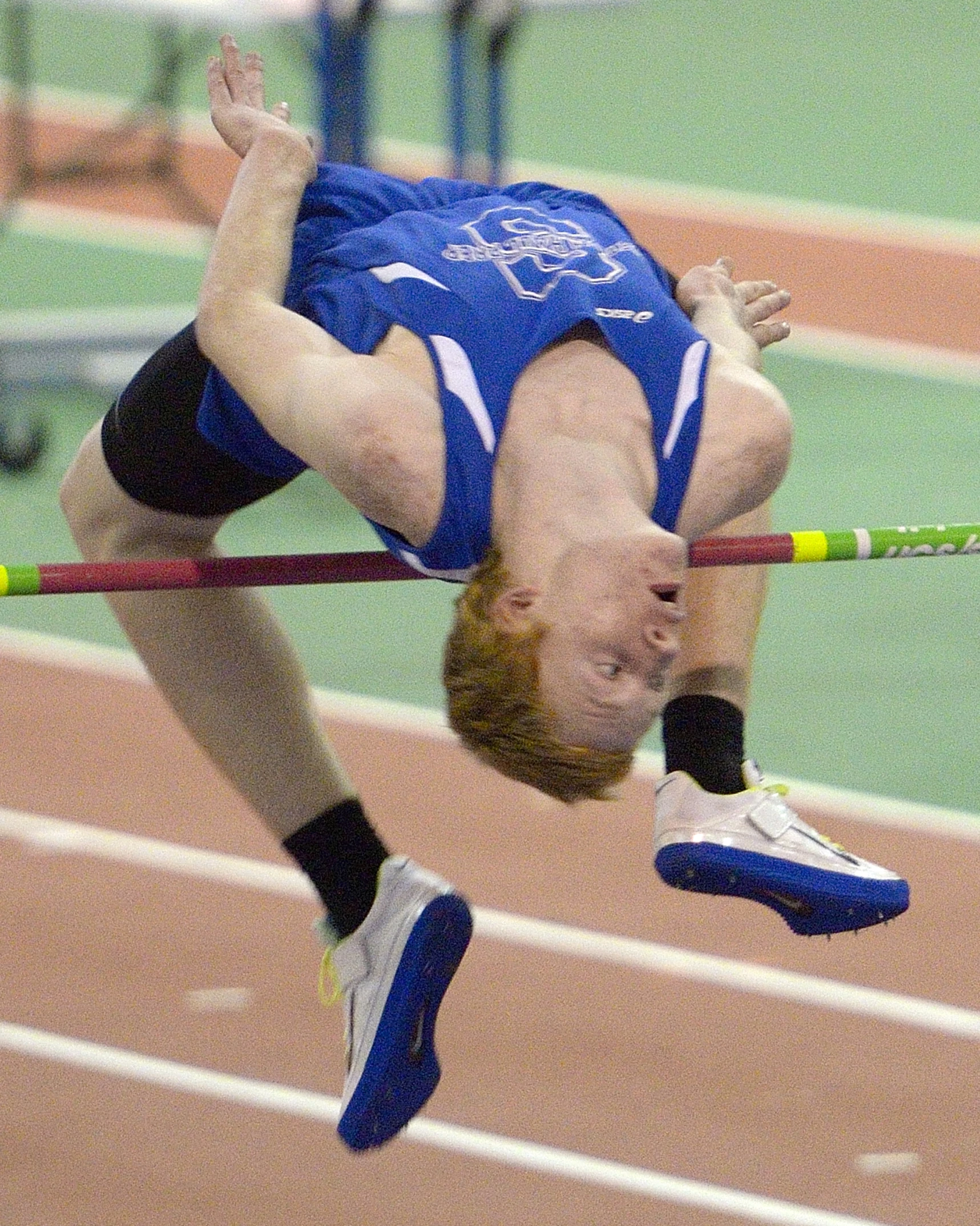 a person on a track in the air