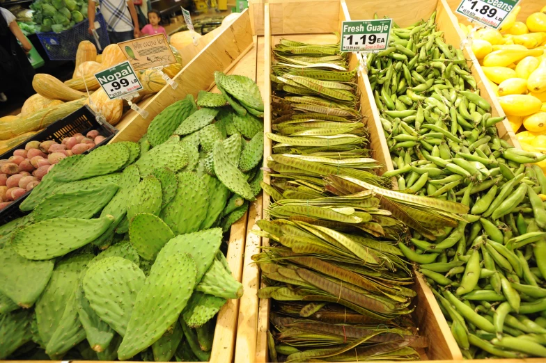 green beans, zucchini, squash and other vegetables at the produce section