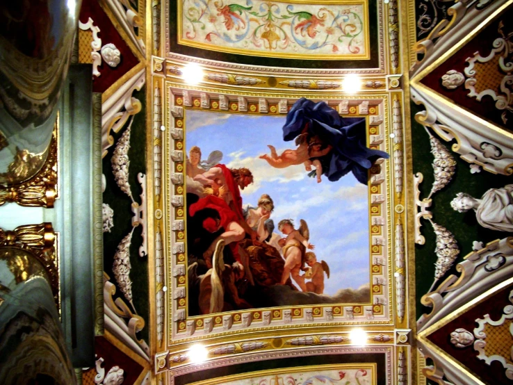 this ornately painted ceiling is a masterpiece in a church