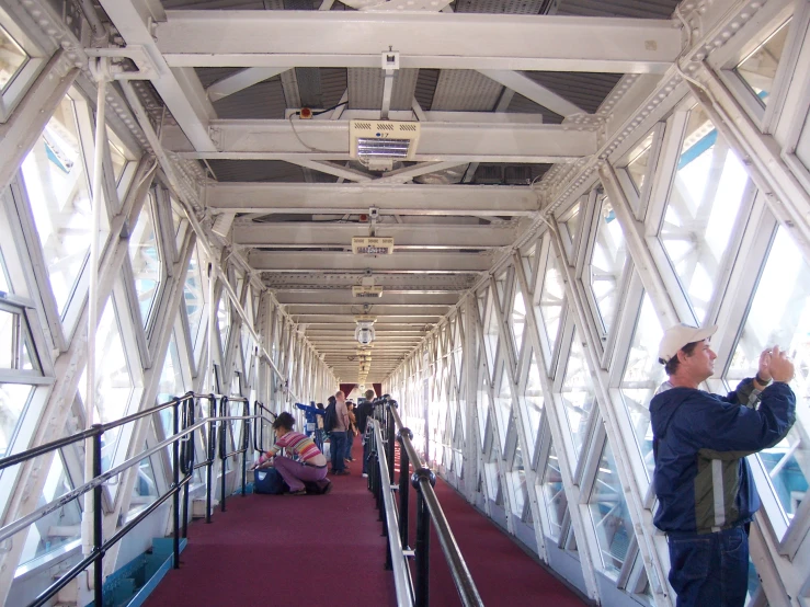 the walkway at an ocean liner on a sunny day