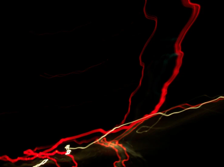 red and white lines on a black background with no flash