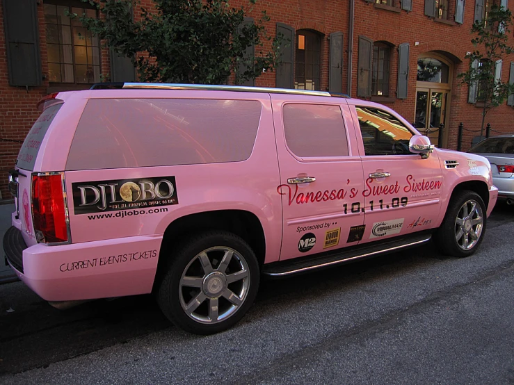 a pink van with a sticker that says princess's private station on it