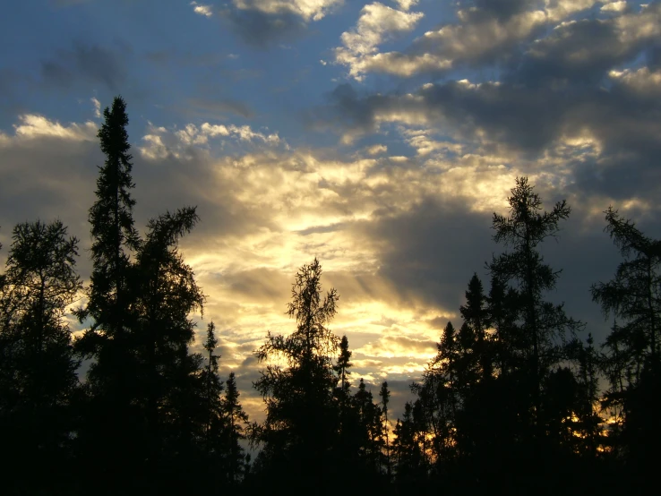 a sky filled with clouds above some trees