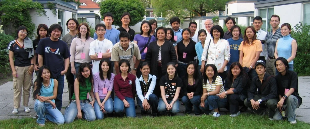 a group of young adults posing for a po