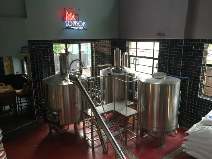 an industrial facility with a machine for making beer