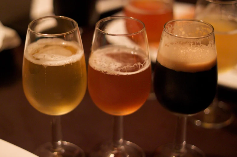 a group of drinks that are sitting on a table