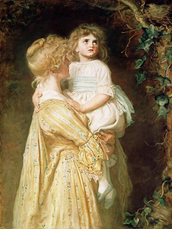 a painting of a woman holding another women
