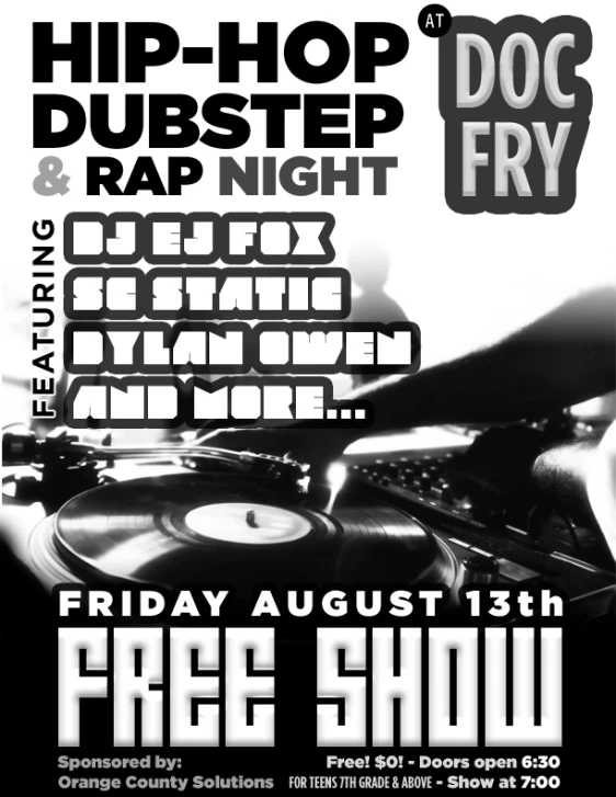 the hip hop dubstep and rap night at free show on friday