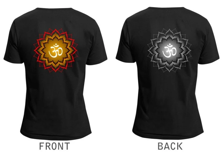 a womens t - shirt with the omastha symbol and an image of the flower