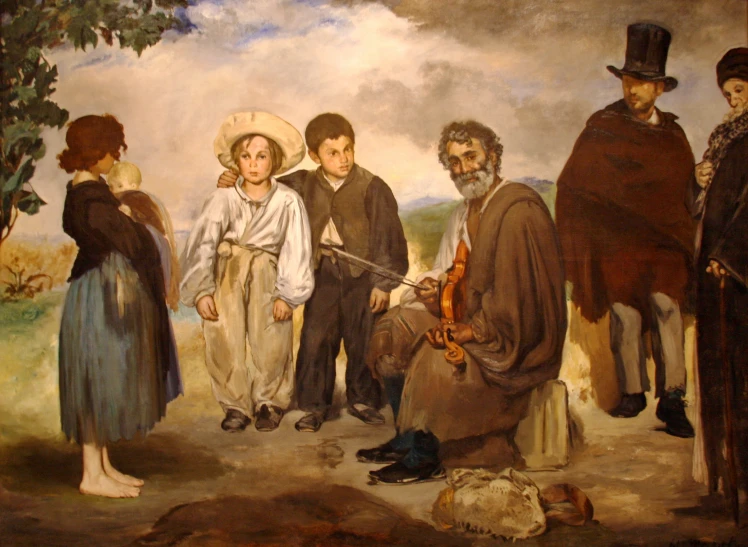 a painting with many people in a group