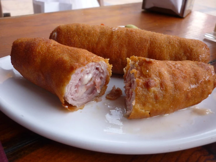 the meat in this calzone is cut in half