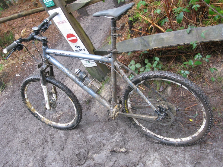 the bike is sitting on the concrete